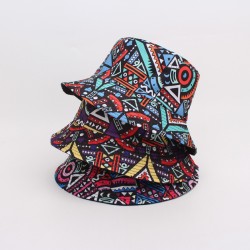 Overseas printed bucket hat, European and American triangle graffiti bucket hat, men's and women's outdoor sun visor, reversible sun hat
