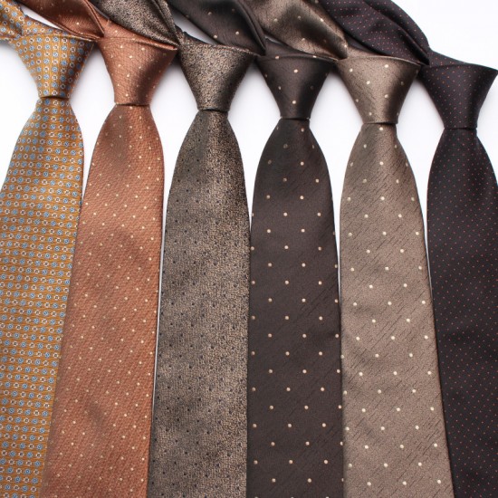 New brown series striped floral patterned men's retro business and fashionable polyester hand-tied ties, wholesale.