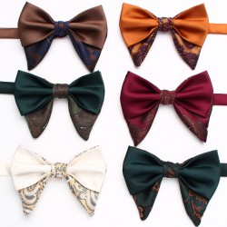 Leier solid-color men's double-layered ox-horn bow ties, in stock, polyester jacquard casual wedding neckties.