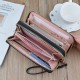 New wallet - women's long style wallet, double zipper large capacity handbag, fashionable patchwork lotus pattern double-layer wallet, mobile phone bag