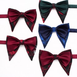 Leier men's large bow tie, tuxedo, polyester men's vintage double-layered ox-horn bow tie, groom's wedding photoshoot suit.