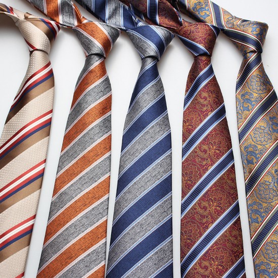 2025 new tie wholesale men's patterned business casual retro formal wear 8cm striped tie.