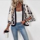 Autumn European and American fashion 2025 new style cross-border retro-style positioned print split-sleeve cardigan upper garment for women Autumn European and American fashion 2025 new style cross-border retro-style positioned print split-sleeve cardigan upper garment for women