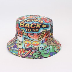 Spring and summer fresh style bucket hat, outdoor travel sun protection and sun protection hat, strawberry fruit pattern, double-sided bucket hat for women.