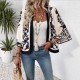 Autumn European and American fashion 2025 new style cross-border retro-style positioned print split-sleeve cardigan upper garment for women Autumn European and American fashion 2025 new style cross-border retro-style positioned print split-sleeve cardigan upper garment for women