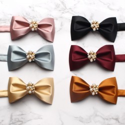 Fashionable solid-color bow ties for men's formal business banquets, groomsmen, wedding dress bows, flat-cut bow ties