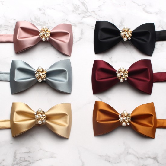 Fashionable solid-color bow ties for men's formal business banquets, groomsmen, wedding dress bows, flat-cut bow ties