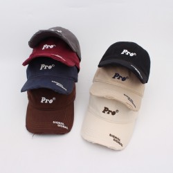 Women's trendy brand baseball cap with Pr Embroidered flattering cap for women, washed and ripped curved brim sun hat for men.