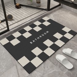 Checkerboard pattern bathroom soft diatom mud absorbent floor mats, non-slip quick-drying doormats for bathroom and toilet entrances
