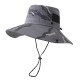Spring/Summer men's wide-brimmed fishing hat, camouflage bucket hat, outdoor hiking sun visor with mesh sun protection.