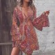 Spring and summer cross-border European and American new style bohemian paisley print bell sleeve dress for women 2025