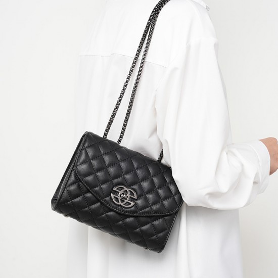 2025 new top-grain cowhide bags, women's chain bags, luxury light luxury spring and summer genuine leather