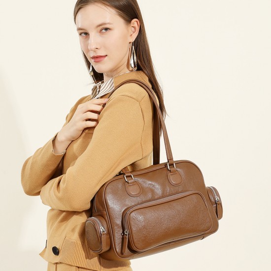Saddle bag, 2025 new popular genuine leather women's crossbody bag, light luxury, niche shoulder bag