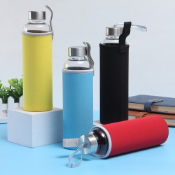 Custom high-silicon boron single-layer glass, insulated, neoprene cloth-covered, transparent water cup, portable gift for export