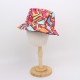 Overseas full print graffiti bucket hat, outdoor reversible sun hat, diamond pattern, versatile casual sun hat, bucket hat