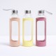 New simple solid-color glass mugs, single-walled silicone sleeves, portable portable student couple mugs, wholesale