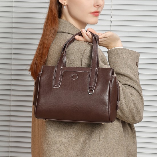 Cowhide Women's Spring/Summer New Retro Commuter Single Shoulder Crossbody Bags, Vegetable Basket Bags, Genuine Leather Handbags