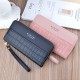 New style wallet - long length, double zipper, large capacity handbag, fashionable color clash lychee pattern double-layer money clip, mobile phone bag