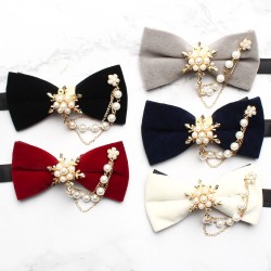 Groom's wedding formal bow ties with diamond embellishments, Korean-style British red wedding bow ties wholesale