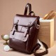 Women's Genuine Leather Backpack, Durable Cowhide Laptop Backpack, 14-inch, Large Capacity, British Retro, Neutral Full Leather