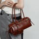 Genuine Leather Niche Retro Motorcycle Style, Cool Belt Decorated Handbag, New Single Shoulder Underarm Sausage Baguette Bag