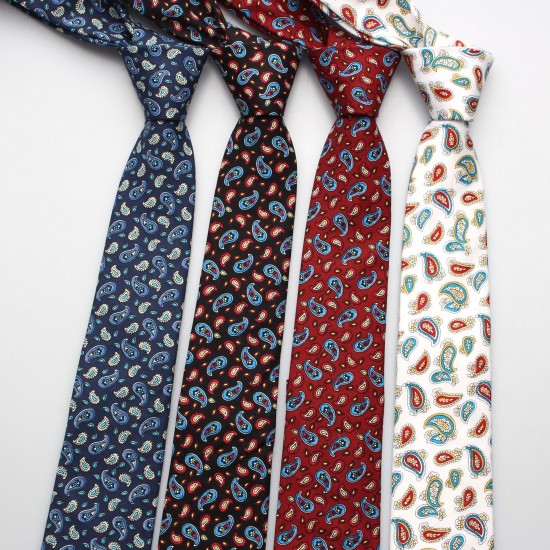 New 6.5cm men's Korean-style cotton fabric with exquisite cashew pattern, stylish and casual retro suit tie.