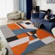 Modern geometric living room carpet, 3D printed sofa coffee table rug, horizontal wall-to-wall living room floor mat.