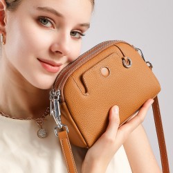 2025 new stylish mini coin purse for women, top-grain cowhide shoulder and crossbody bag for mothers.