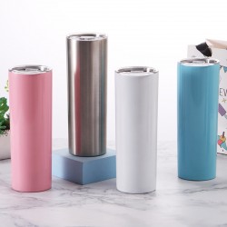 New sublimation 20oz car mug, simple solid color, straight stainless steel double-walled thermos with logo printing.