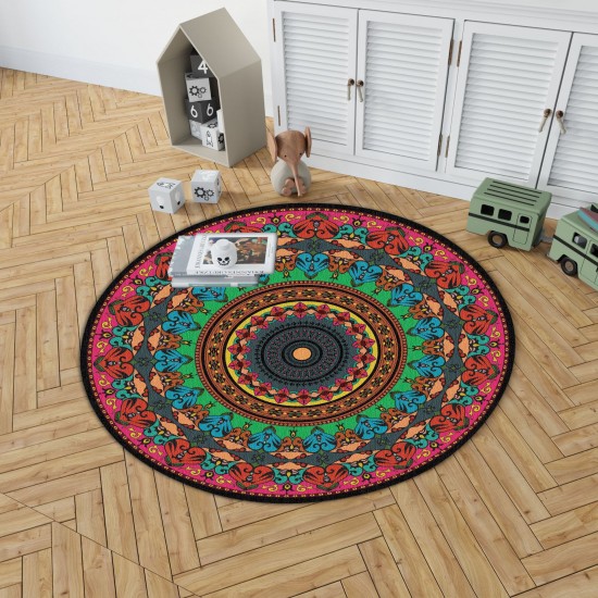 TEMU cross-border round Persian crystal velvet carpet for home decoration, hanging basket chair mat, easy-care bedside rug for the bedroom