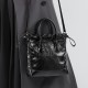 Song niche top-grain cowhide vintage drawstring handbag, single-shoulder/crossbody bucket bag, pleated genuine leather women's bag.