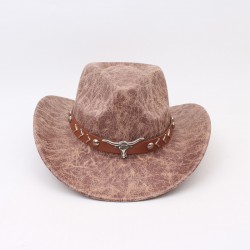 Overseas textured western cowboy hat with curved sides, smooth British-style jazz hat, retro gentleman's top hat, sun visor