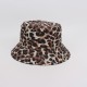Overseas reversible leopard print bucket hat, spring and summer outdoor sun hat, versatile and personalized sun protection bucket hat.