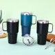 Amazon 304 stainless steel car cup with handle, vacuum double-layer Ice Cup, outdoor car-mounted large-capacity straw cup