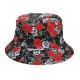 Overseas reversible bucket hat, skull pattern bucket hat, flower graffiti sun protection hat, foldable sun hat