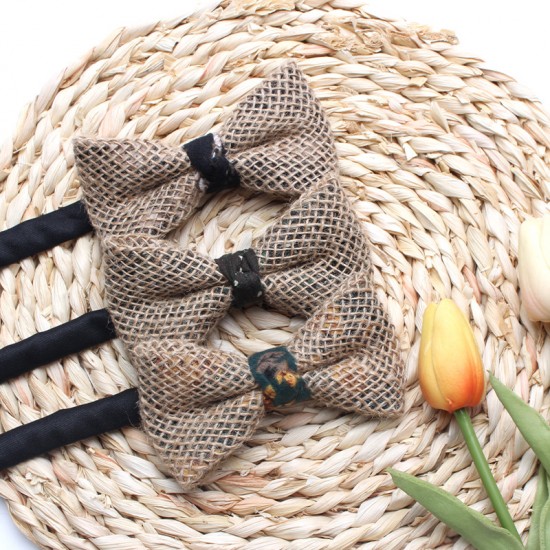 New summer cotton and linen bow ties, personalized linen jacquard patchwork bow ties, fashionable bow ties, ready for wholesale.