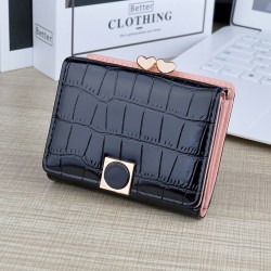 New women's wallet - short style, money clip, female student, crocodile pattern folding, large capacity, soft leather case, small and compact purse