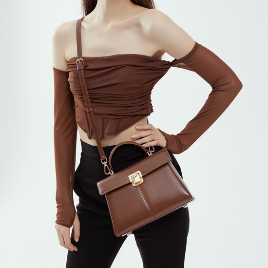 2025 new horseshoe buckle commuter genuine leather Kelly bag, a high-quality shoulder and crossbody handbag