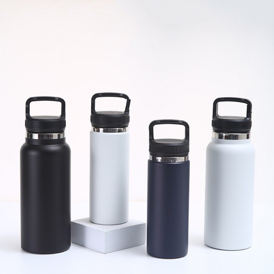 Hot-selling portable large-capacity thermos, spray-coated solid color, simple hiking kettle, portable car sports water bottle