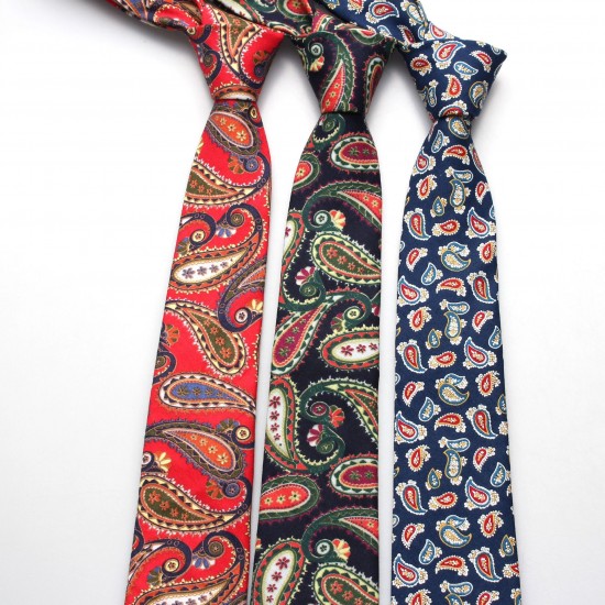 New 6.5cm men's Korean-style cotton fabric with exquisite cashew pattern, stylish and casual retro suit tie.
