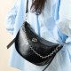 New genuine leather women's bags, versatile, sweet, ladylike, top-grain cracked cowhide shoulder bag, simple and elegant, dumpling-shaped crescent-shaped bag