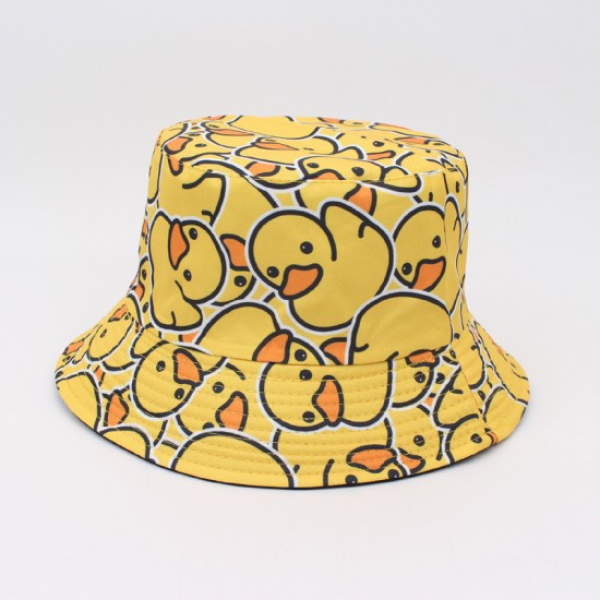 Cross-border reversible bucket hat with Japanese fruit print, spring/summer fresh style sun protection hat