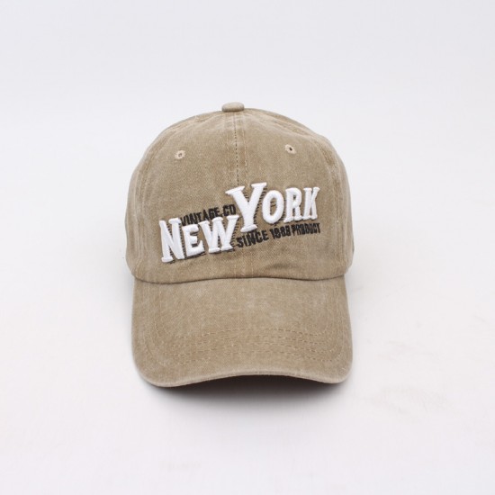 Newyourk embroidered baseball cap, distressed soft-top baseball cap, sun hat for women couples