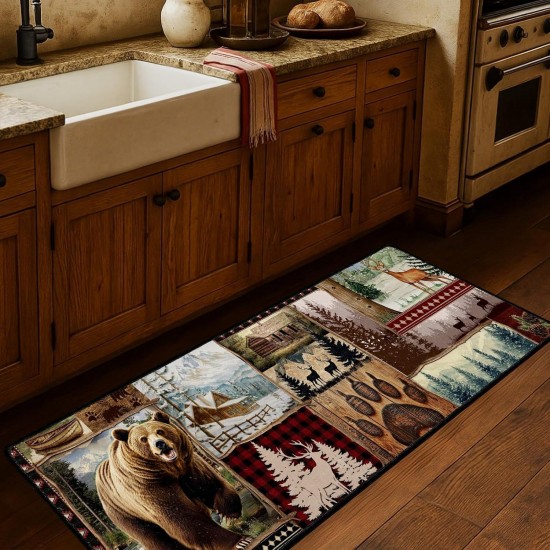 Cross-border American country-style long kitchen mats, absorbent, non-slip and wear-resistant, easy-care, two-piece set available for shipping