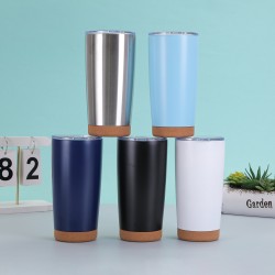 New cork-bottom 20oz car tumbler, 304 stainless steel vacuum thermos, high-quality portable ice cup