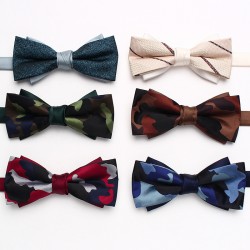 New striped colorblock double-layered bow ties, business-chic, British-style suit accessories, wedding bow tie manufacturers, wholesale