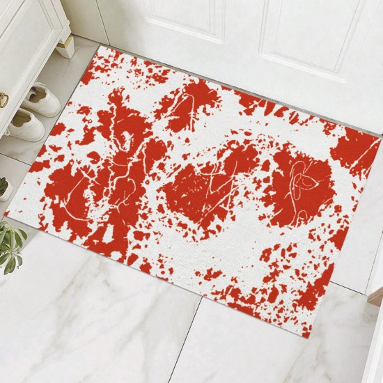 Factory direct cross-border Halloween bloody footprint crystal velvet floor mat, stain-resistant, wear-resistant doormat for bathroom. Slip mats