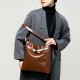 New genuine leather waxed tote bag, women's bag Large-capacity shoulder bag, commuter underarm bag, original design for work.