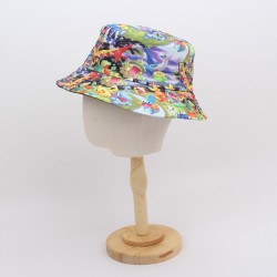 Cartoon digital print graffiti bucket hat, reversible sun visor, couple's dome spray hat