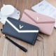 New style wallet - long款 double zippers handbag with two compartments, fashionable color contrast, large capacity, double-layer wallet for cash and mobile phone